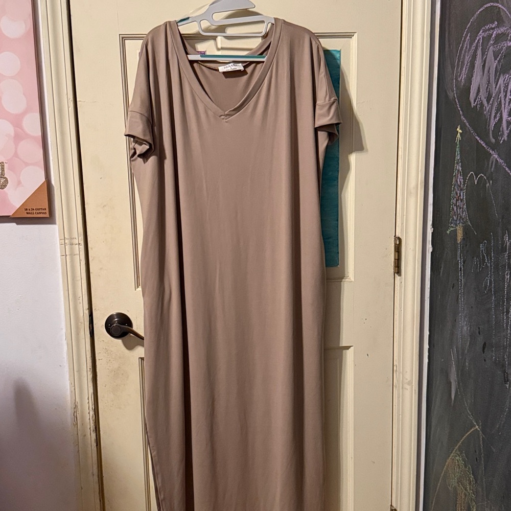 Casual Tan Maxi Dress